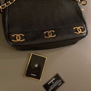 Chanel Black Shoulder Bag with Gold Details